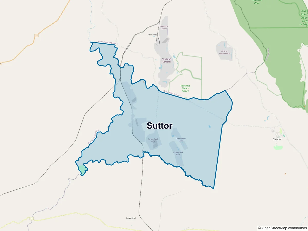 Map of Suttor, QLD, Australia
