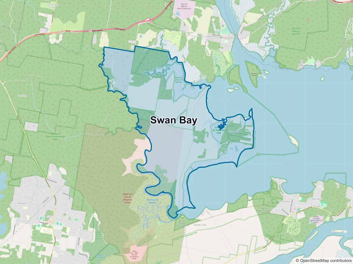 Map of Swan Bay, NSW, Australia
