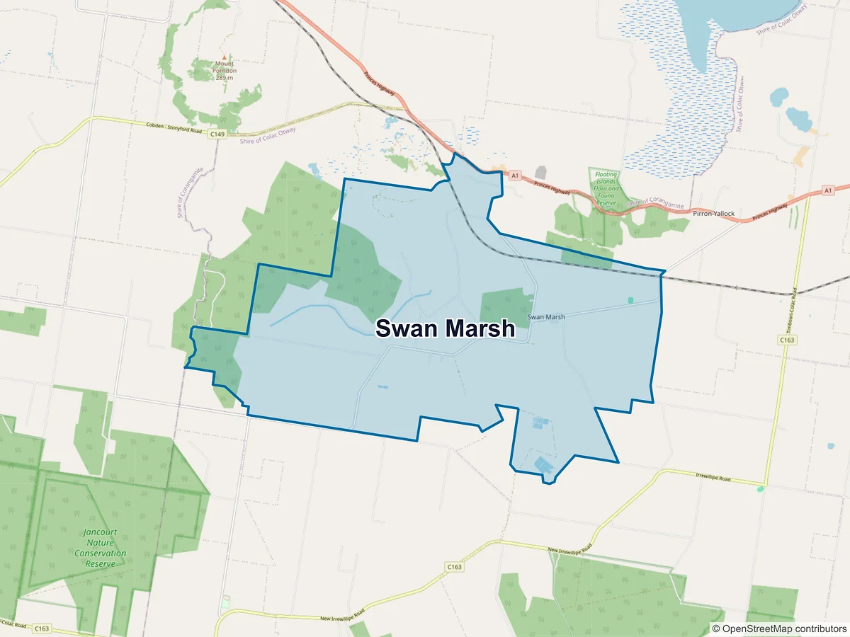 Map of Swan Marsh, VIC, Australia