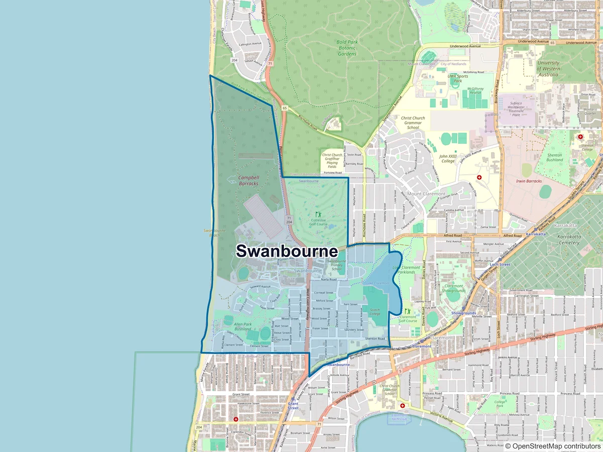 Map of Swanbourne, WA, Australia