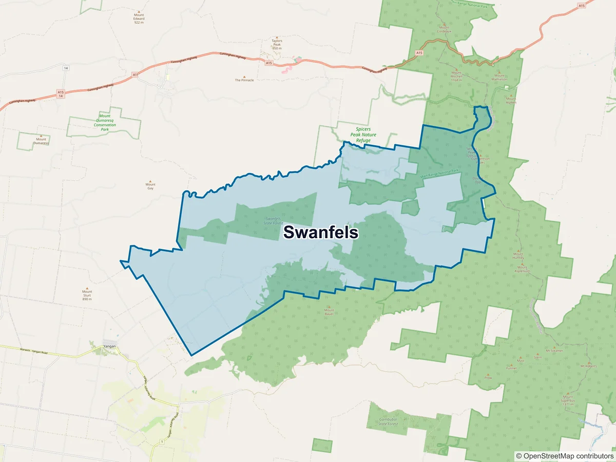 Map of Swanfels, QLD, Australia