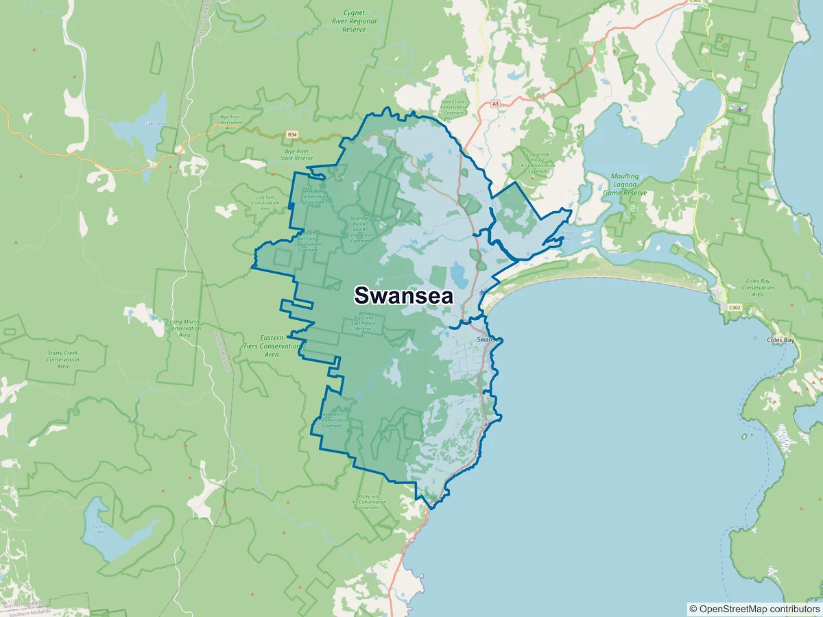 Map of Swansea, TAS, Australia