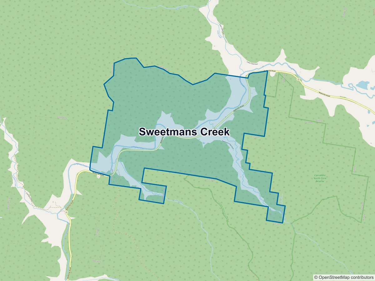 Map of Sweetmans Creek, NSW, Australia
