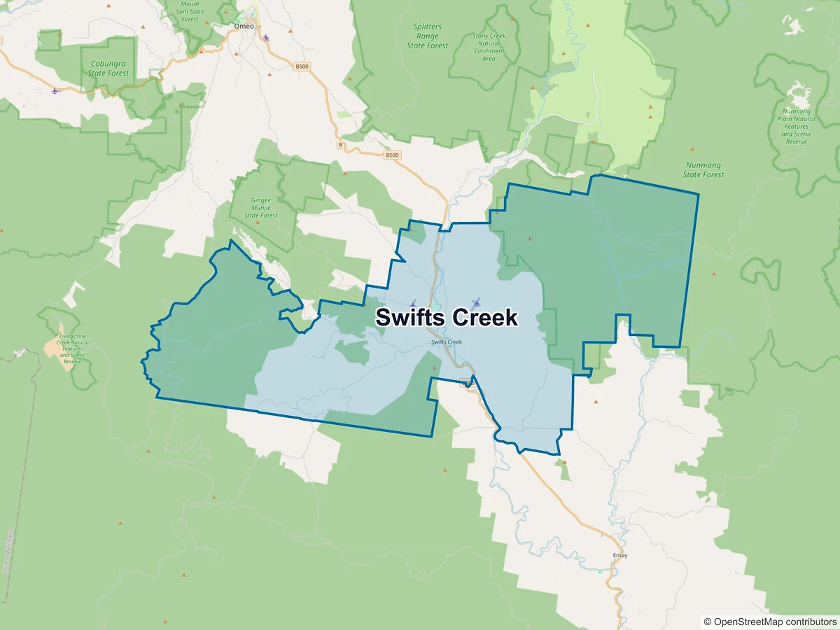Map of Swifts Creek, VIC, Australia