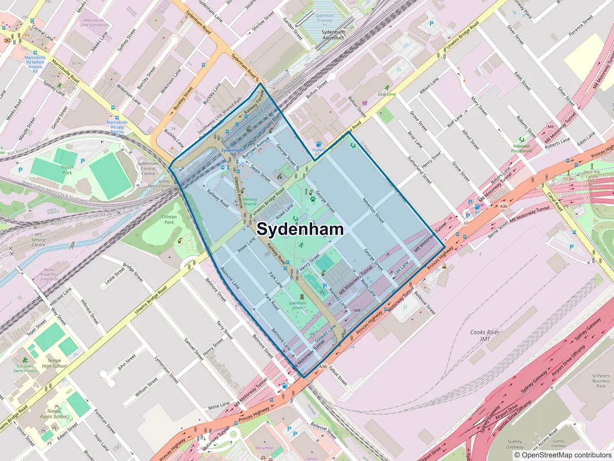 Map of Sydenham, NSW, Australia