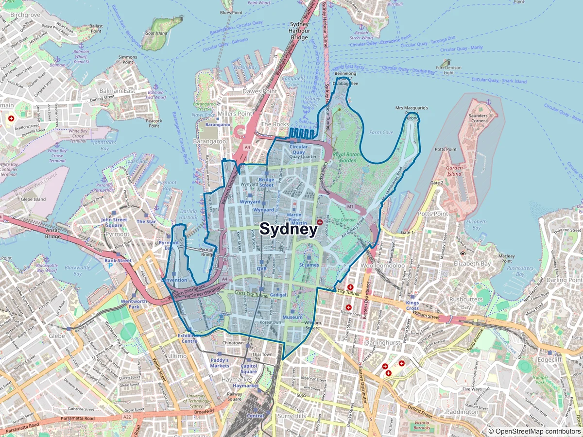 Map of Sydney, NSW, Australia
