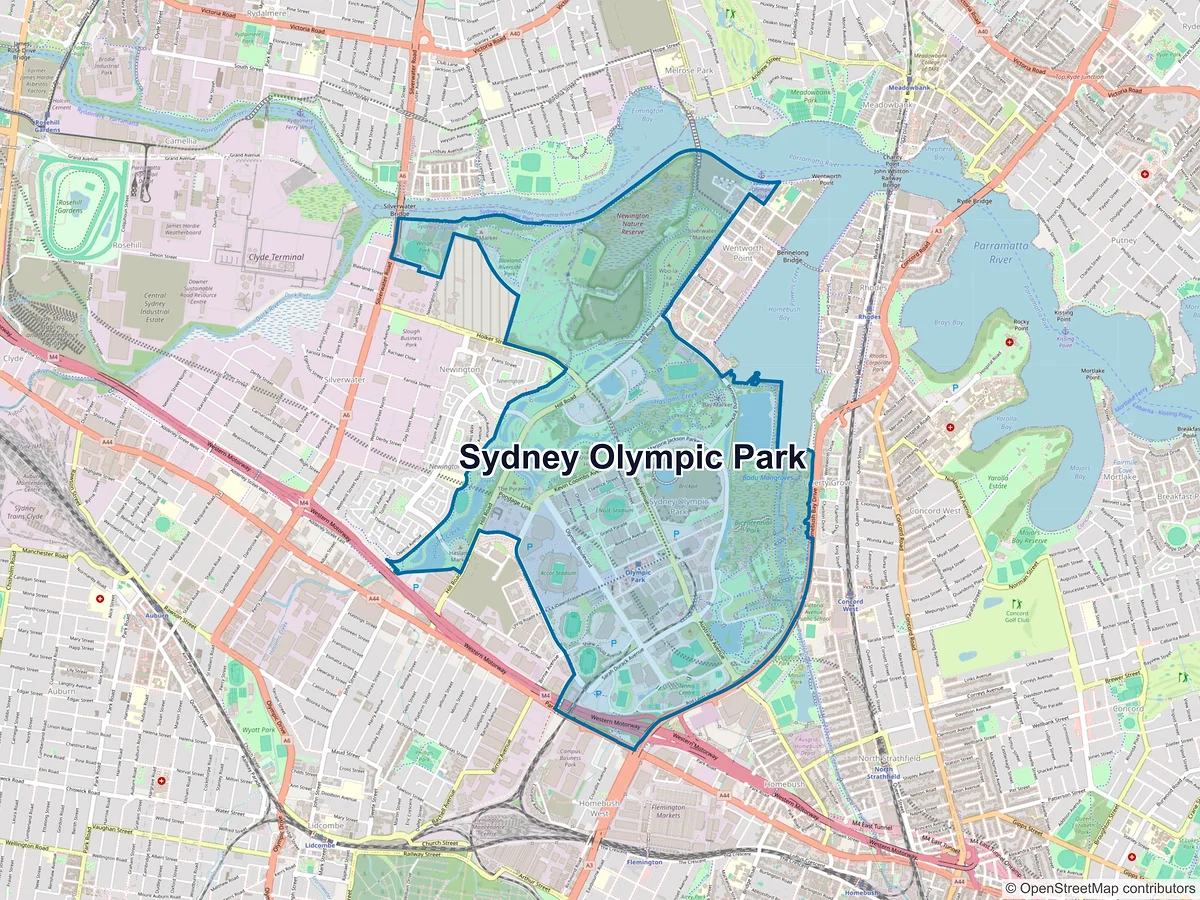 Map of Sydney Olympic Park, NSW, Australia
