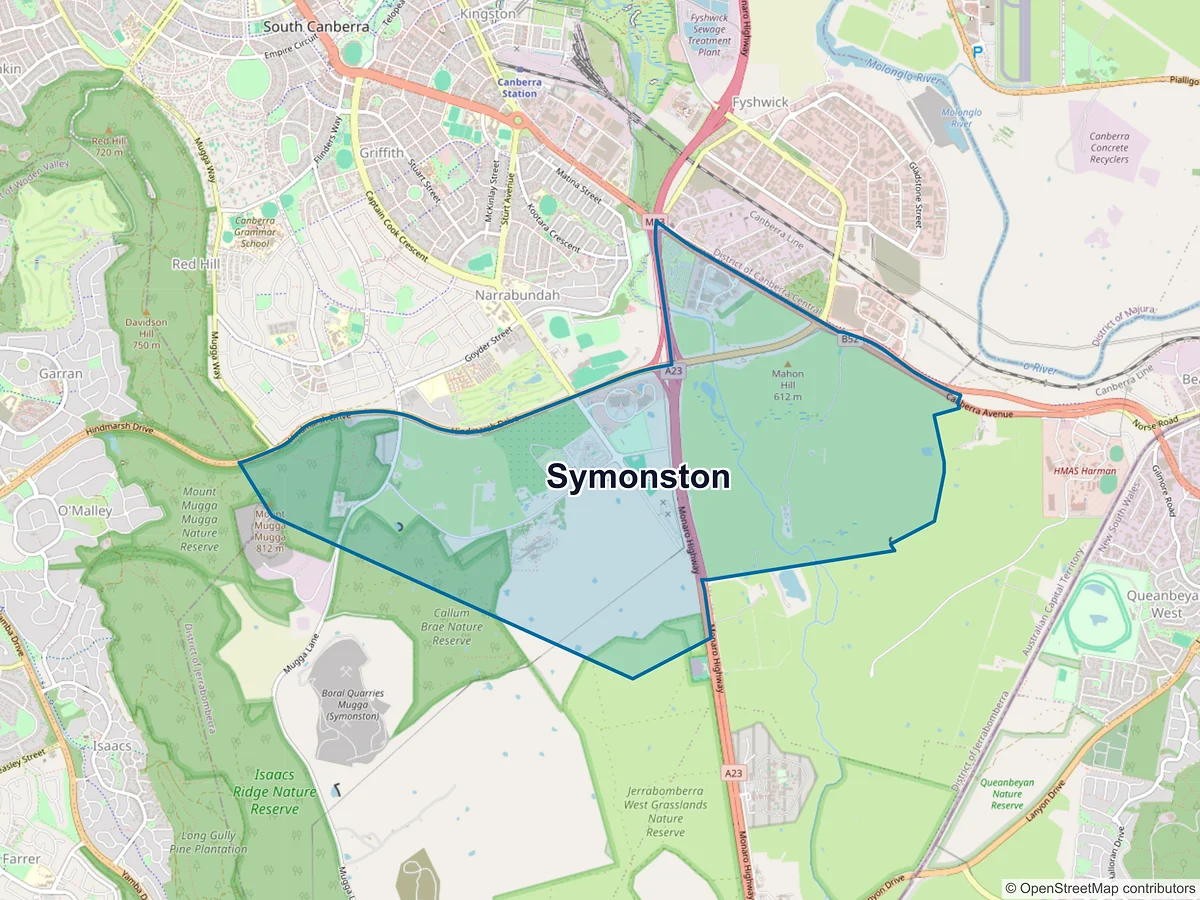 Map of Symonston, ACT, Australia