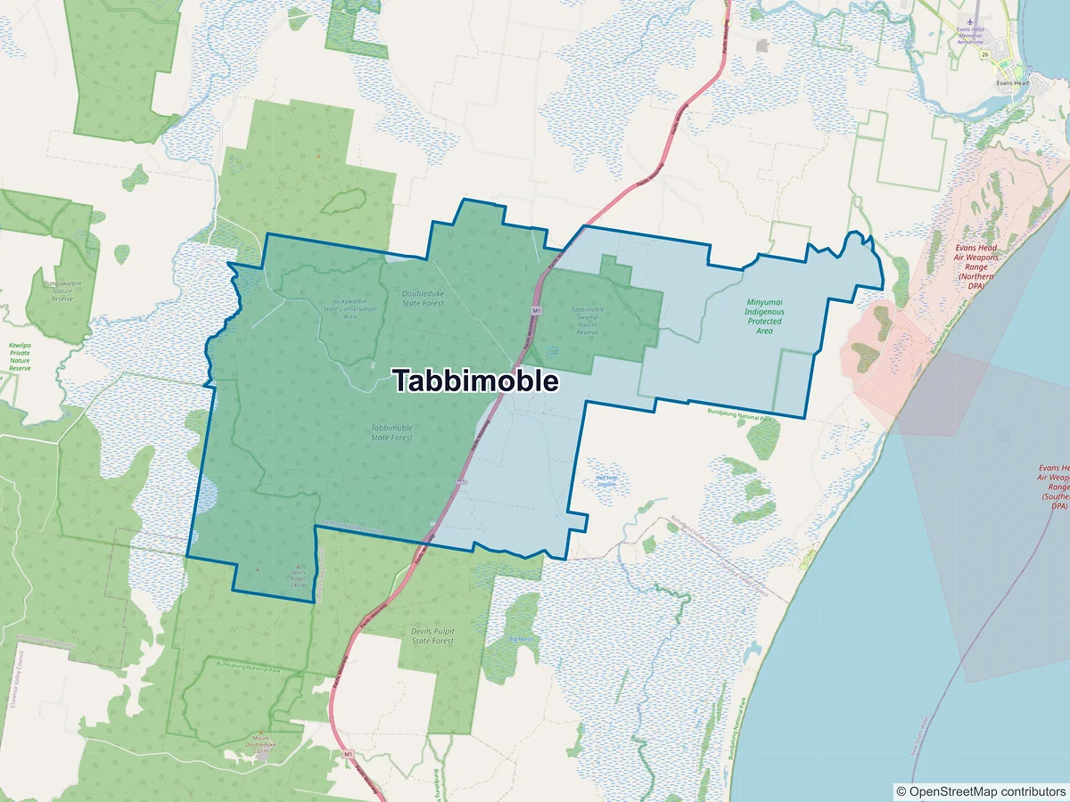 Map of Tabbimoble, NSW, Australia