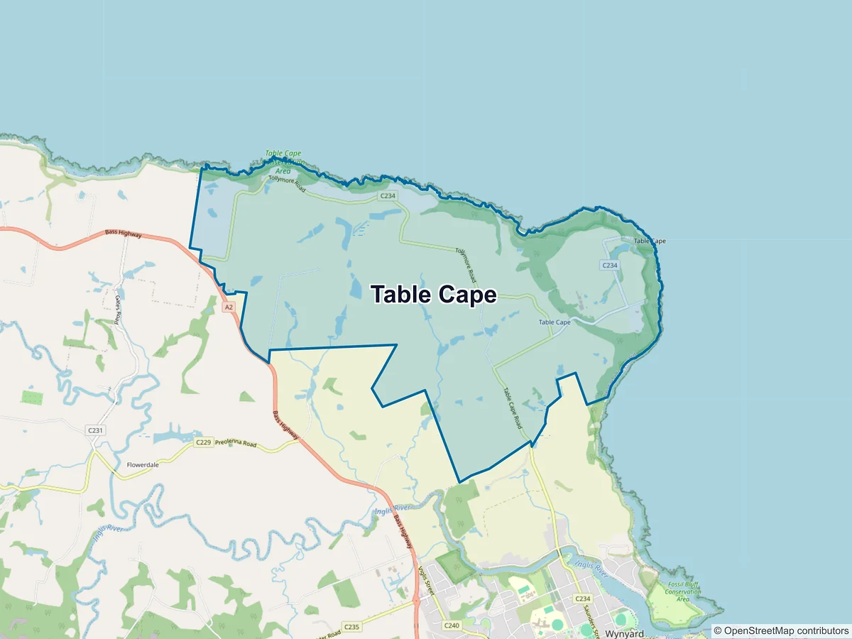 Map of Table Cape, TAS, Australia