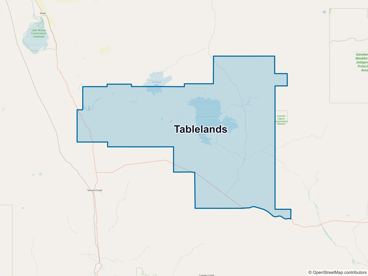 Map of Tablelands, NT, Australia