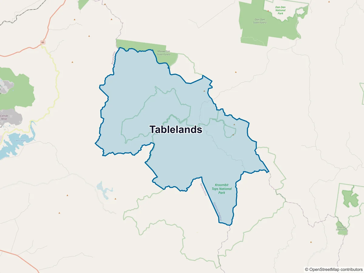 Map of Tablelands, QLD, Australia