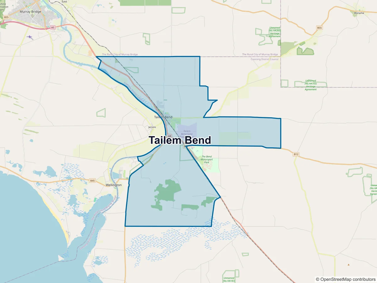 Map of Tailem Bend, SA, Australia