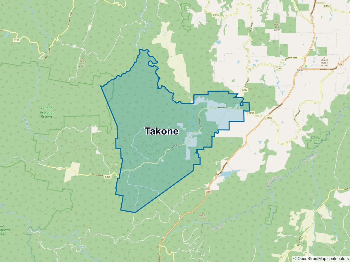 Map of Takone, TAS, Australia