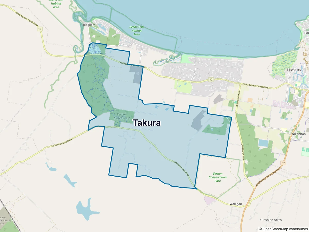 Map of Takura, QLD, Australia