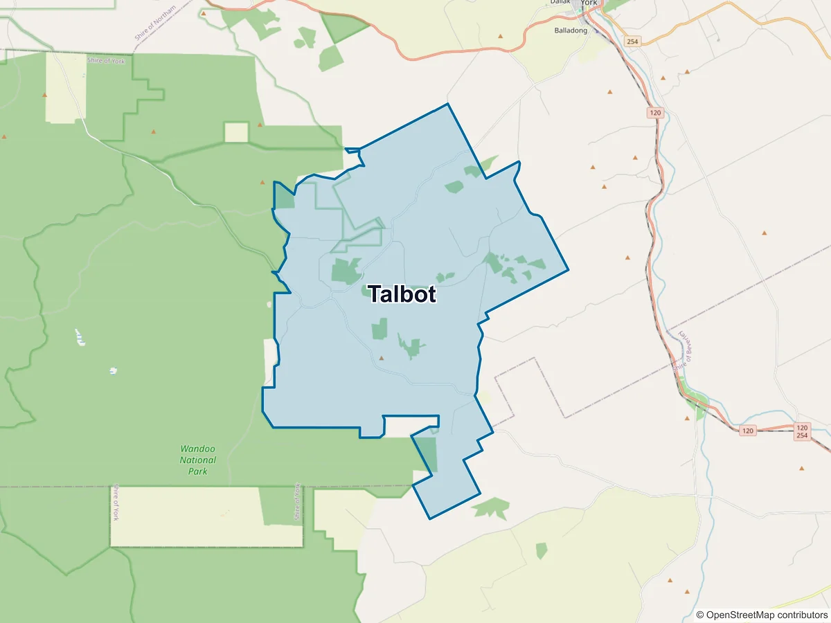 Map of Talbot, WA, Australia