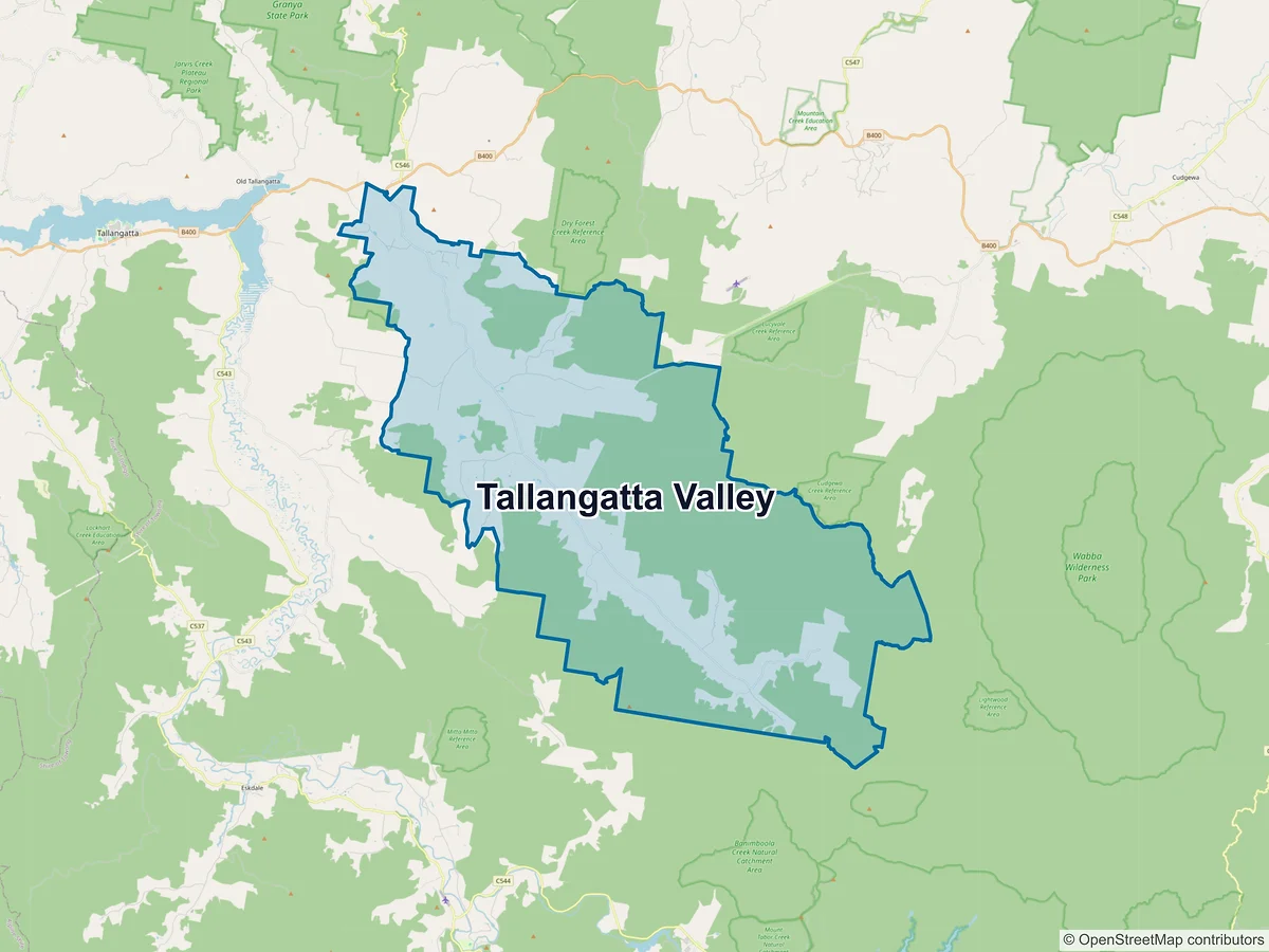 Map of Tallangatta Valley, VIC, Australia