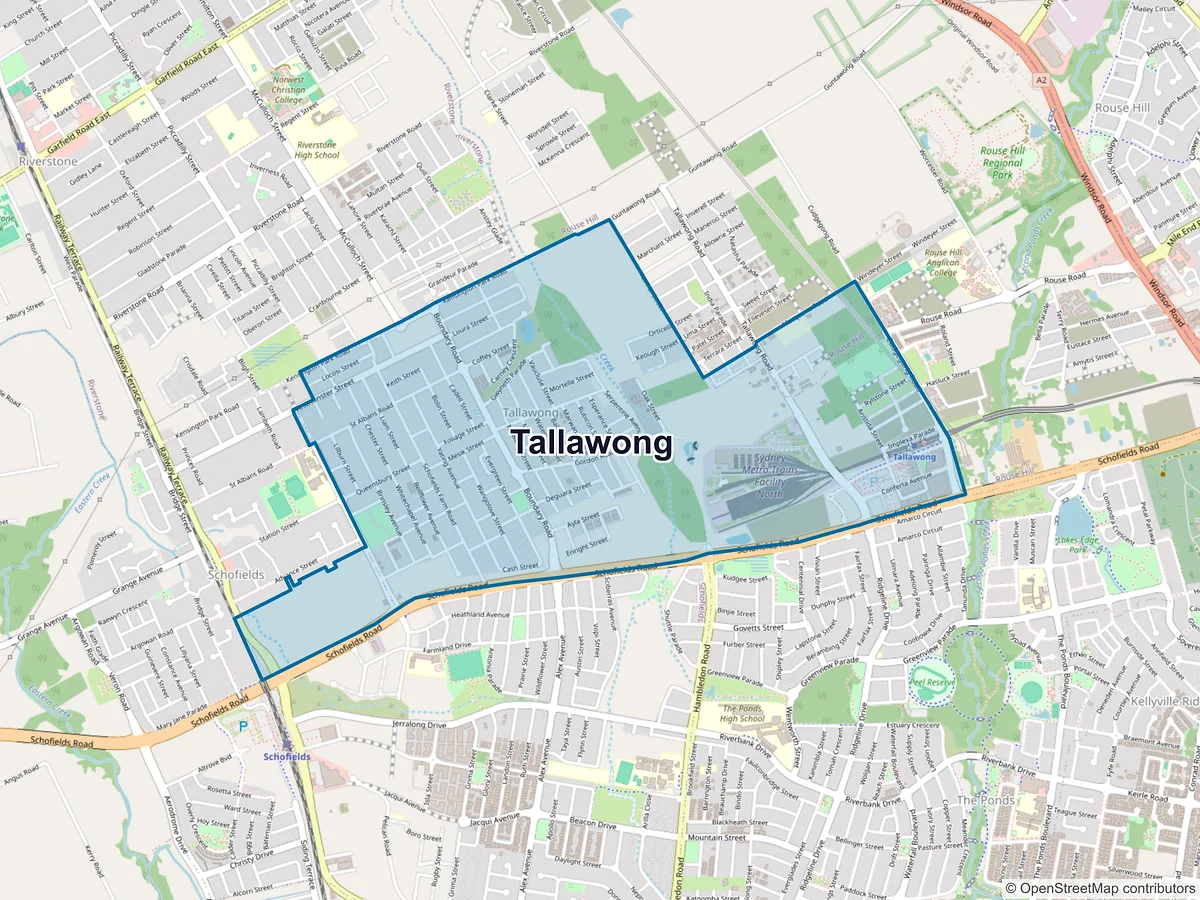 Map of Tallawong, NSW, Australia
