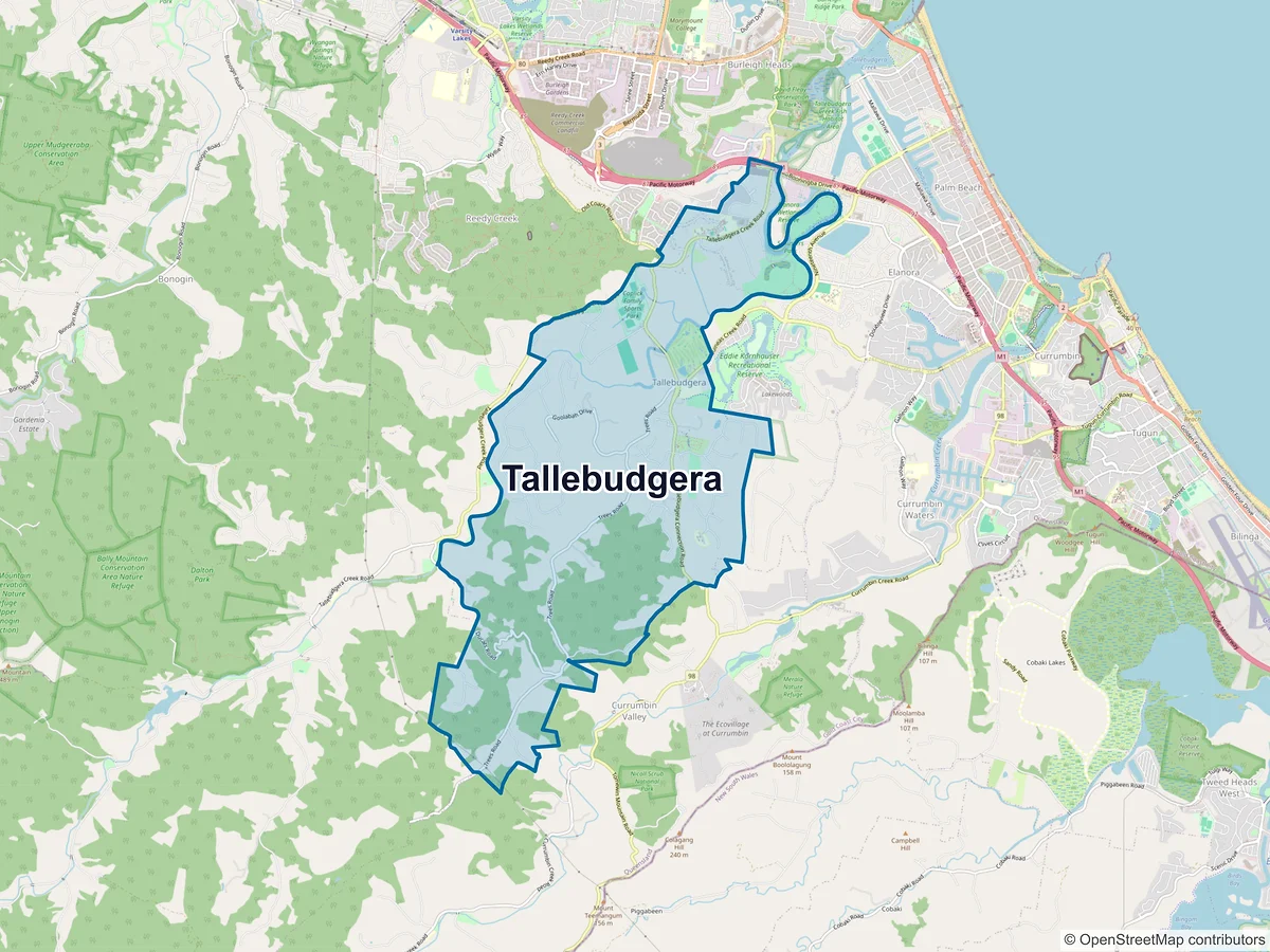 Map of Tallebudgera, QLD, Australia