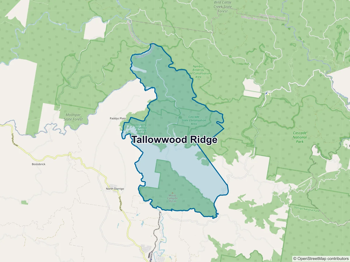 Map of Tallowwood Ridge, NSW, Australia