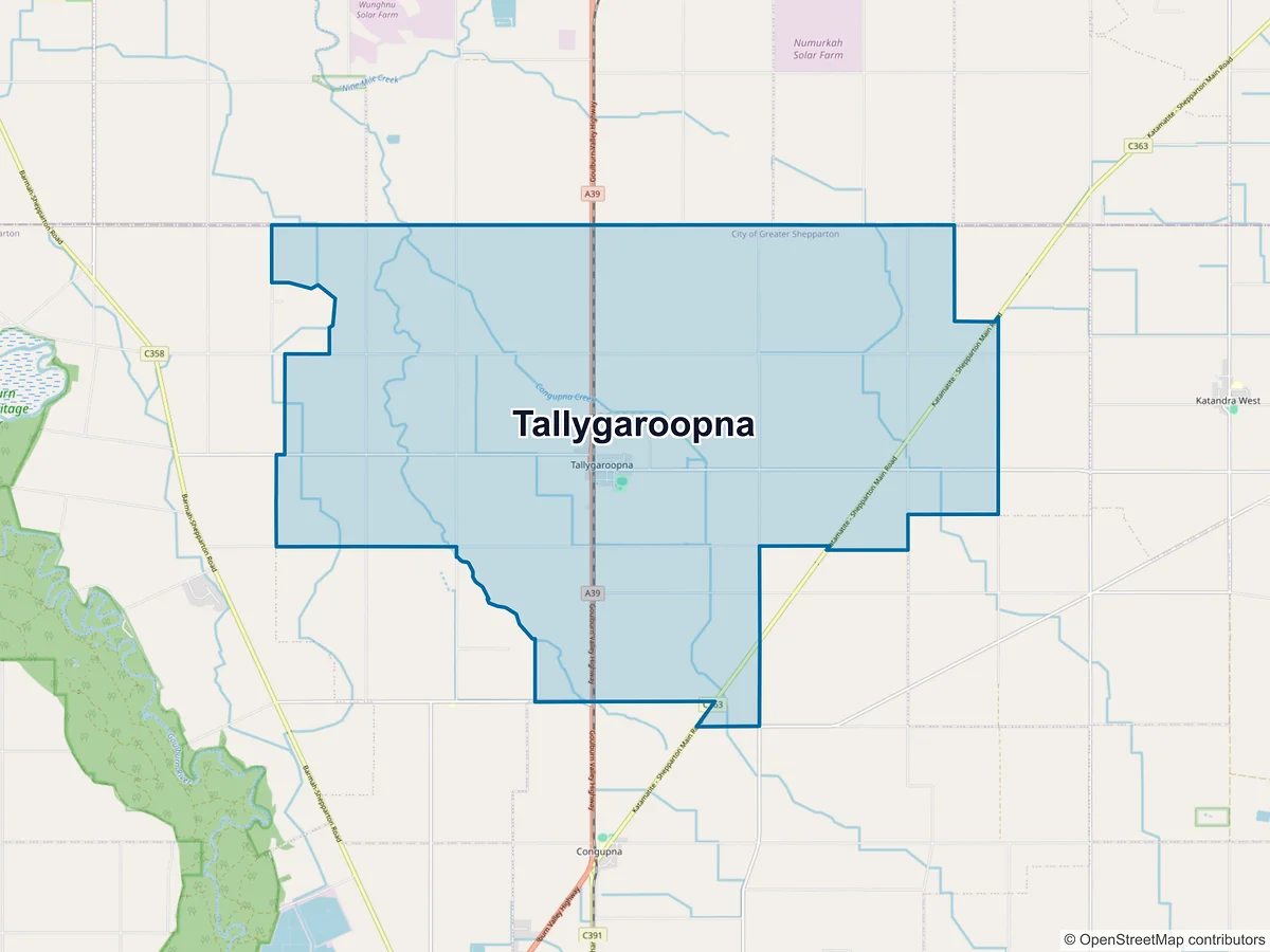 Map of Tallygaroopna, VIC, Australia