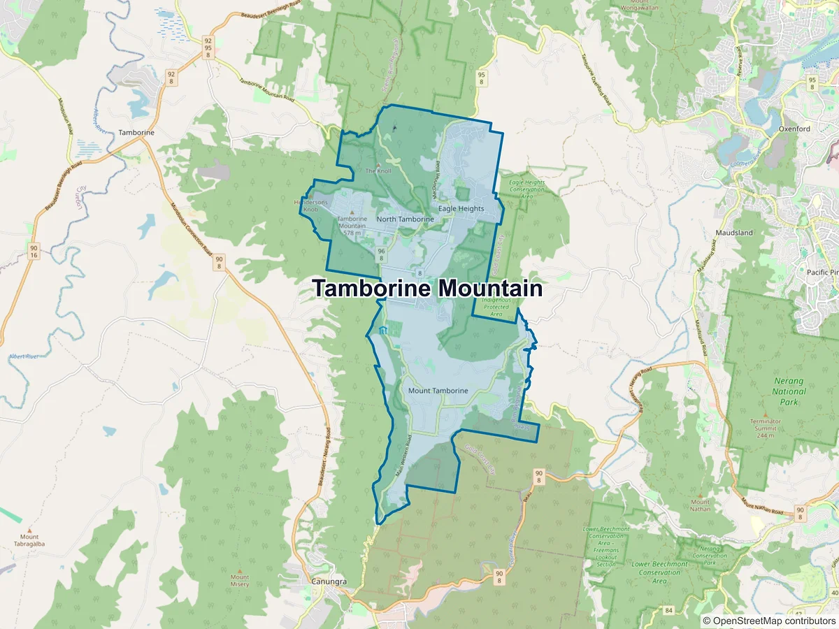 Map of Tamborine Mountain, QLD, Australia