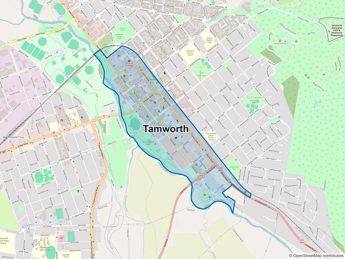 Map of Tamworth, NSW, Australia
