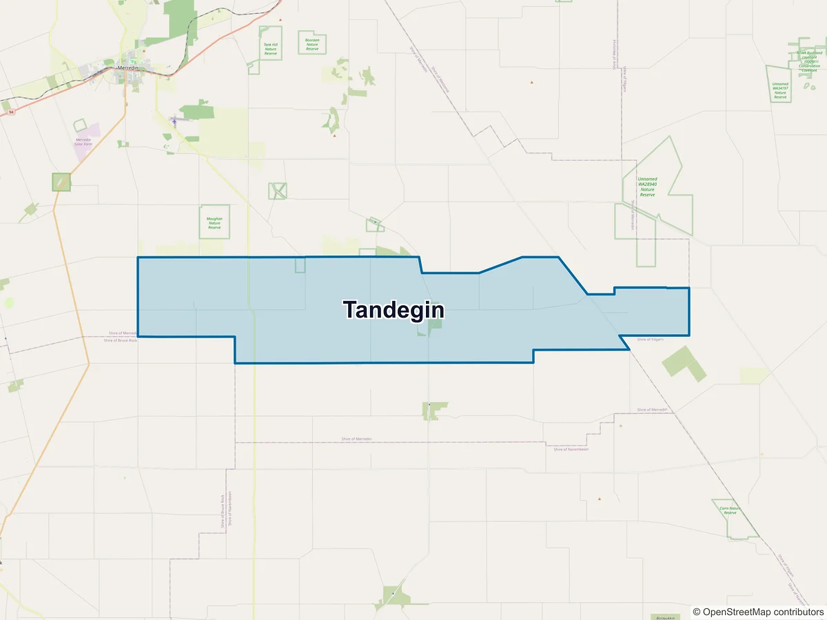 Map of Tandegin, WA, Australia
