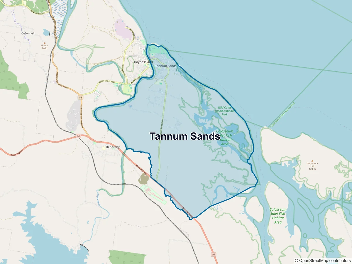 Map of Tannum Sands, QLD, Australia