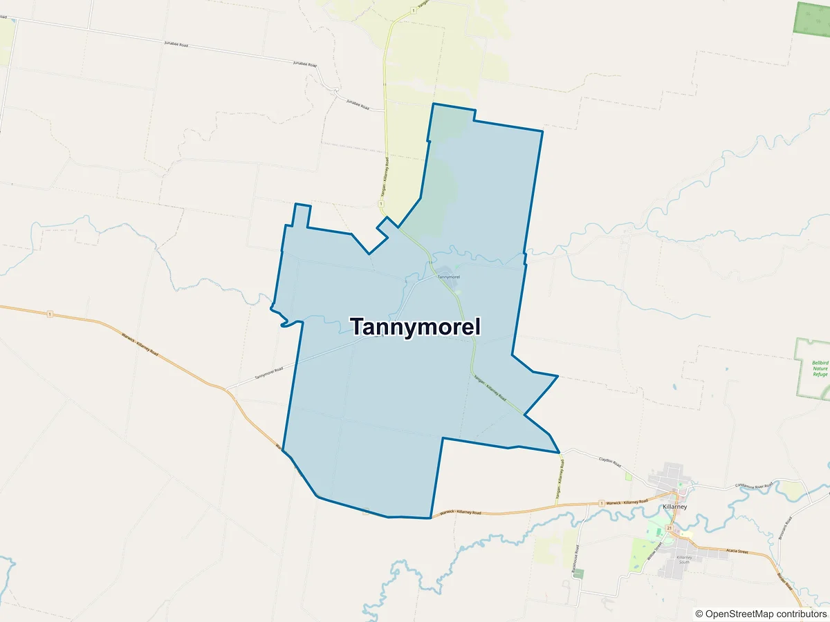 Map of Tannymorel, QLD, Australia