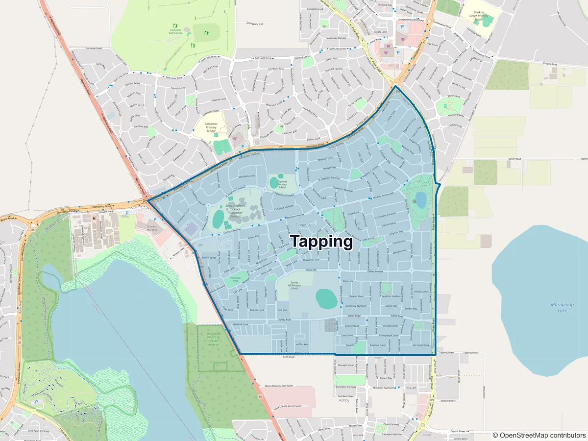 Map of Tapping, WA, Australia