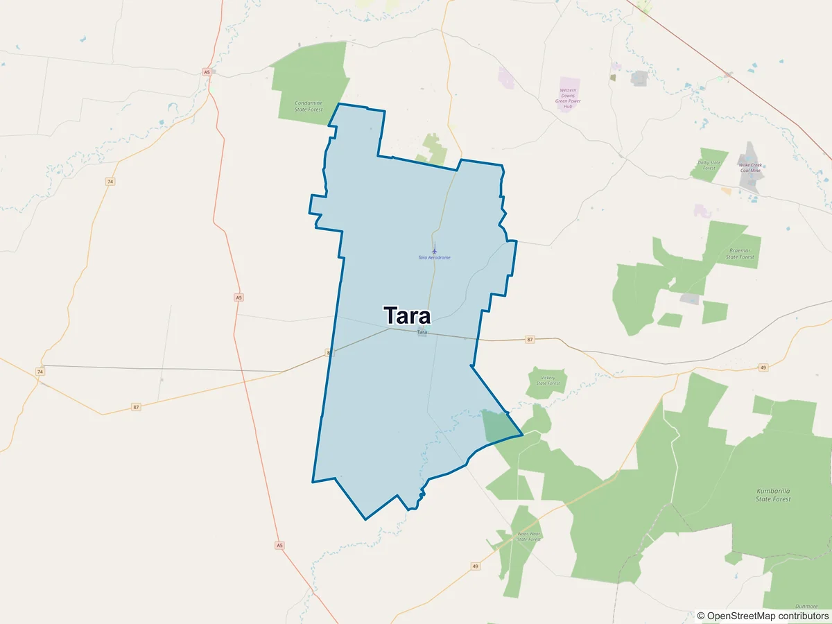 Map of Tara, QLD, Australia