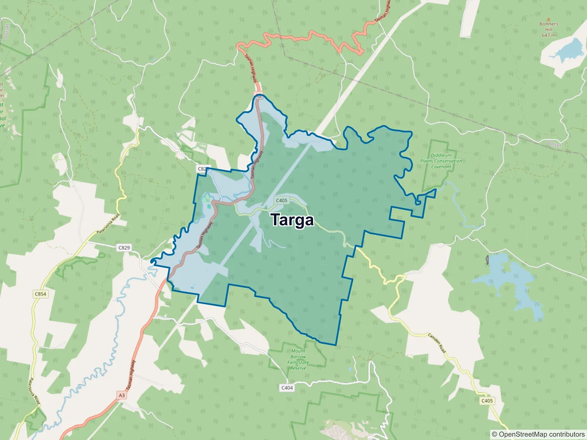 Map of Targa, TAS, Australia