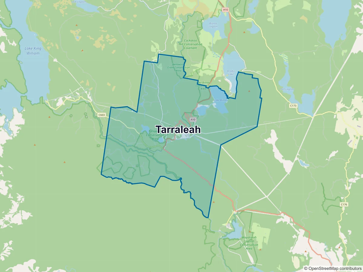 Map of Tarraleah, TAS, Australia