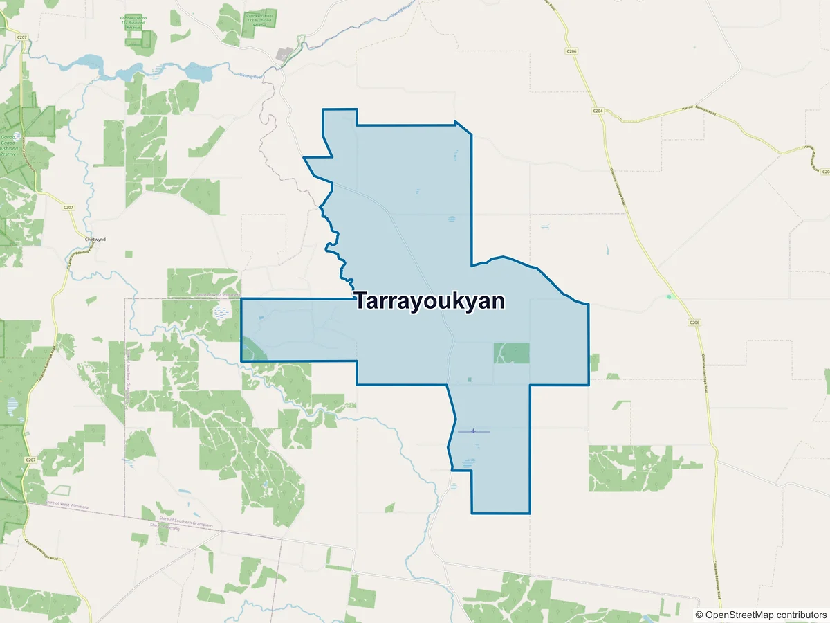 Map of Tarrayoukyan, VIC, Australia