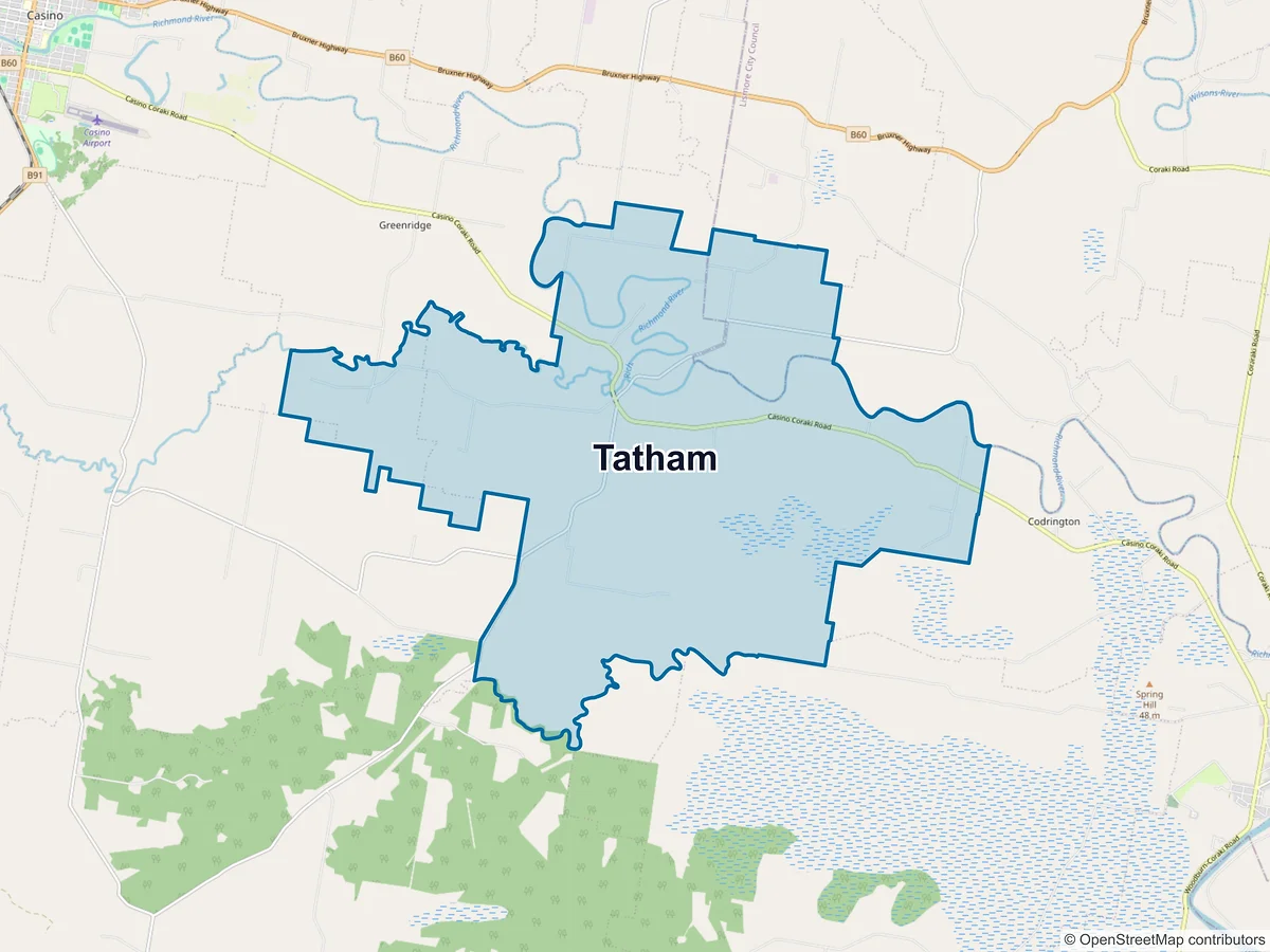 Map of Tatham, NSW, Australia