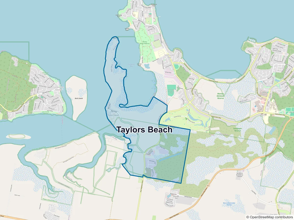 Map of Taylors Beach, NSW, Australia