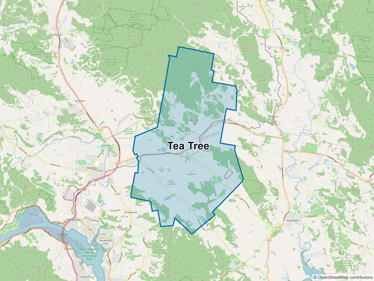 Map of Tea Tree, TAS, Australia