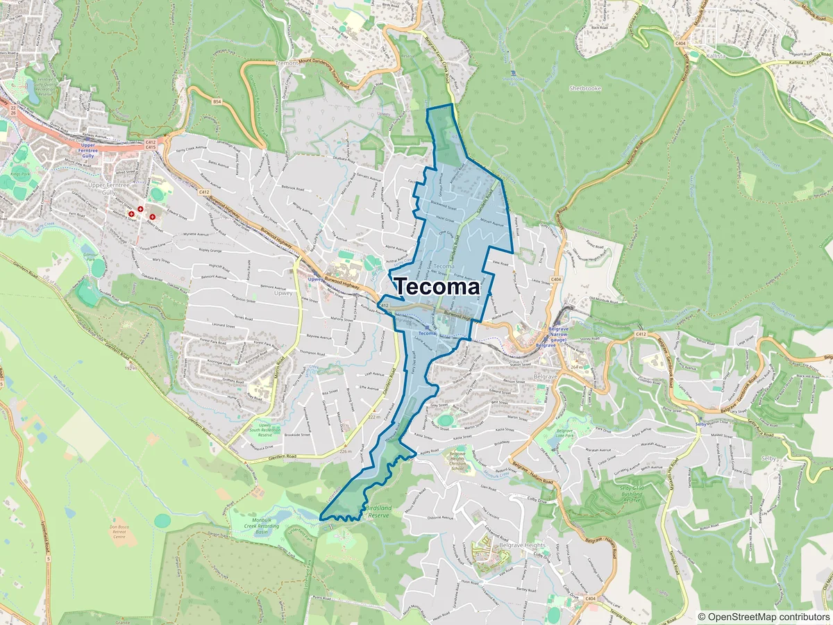 Map of Tecoma, VIC, Australia
