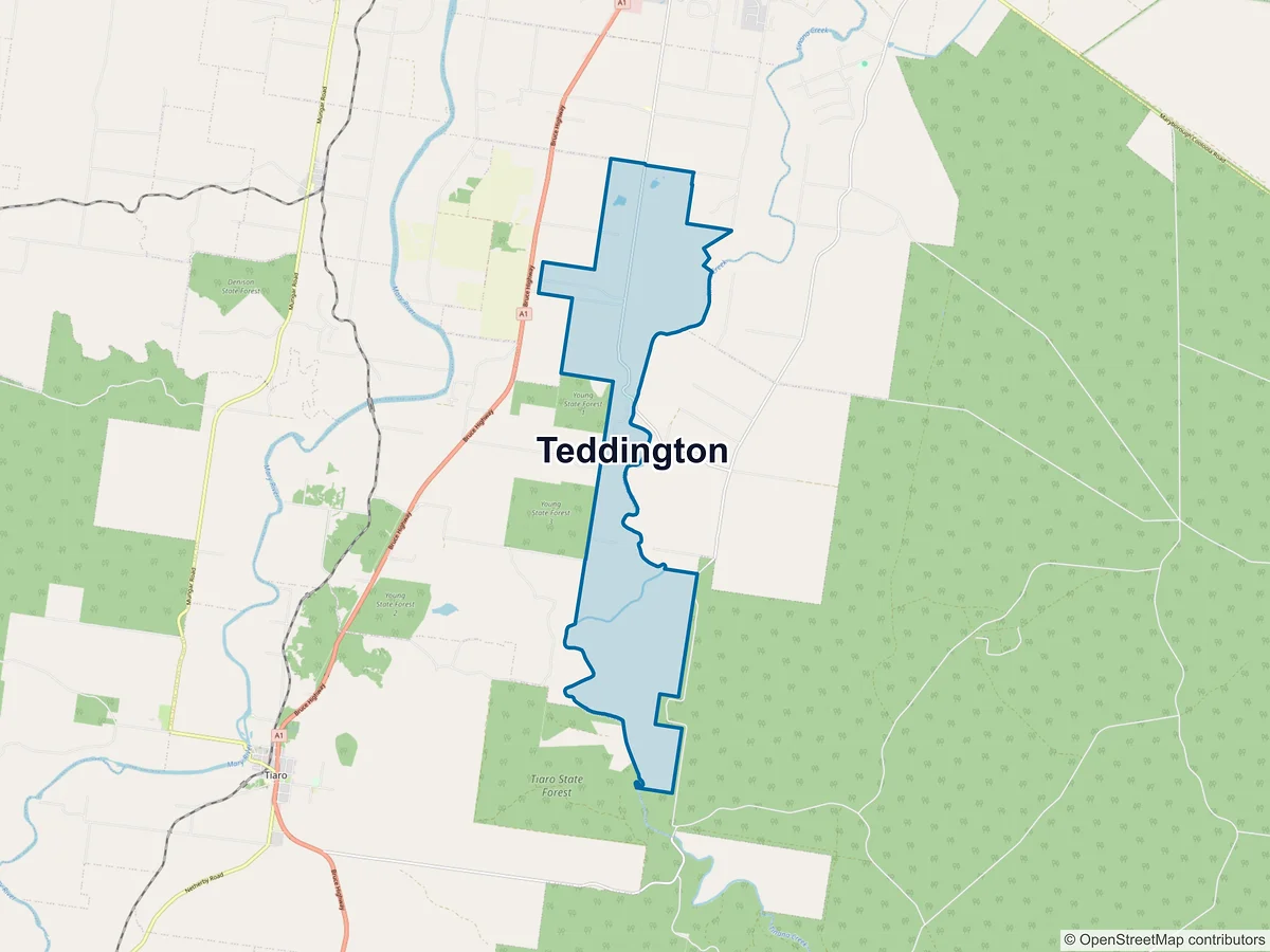 Map of Teddington, QLD, Australia