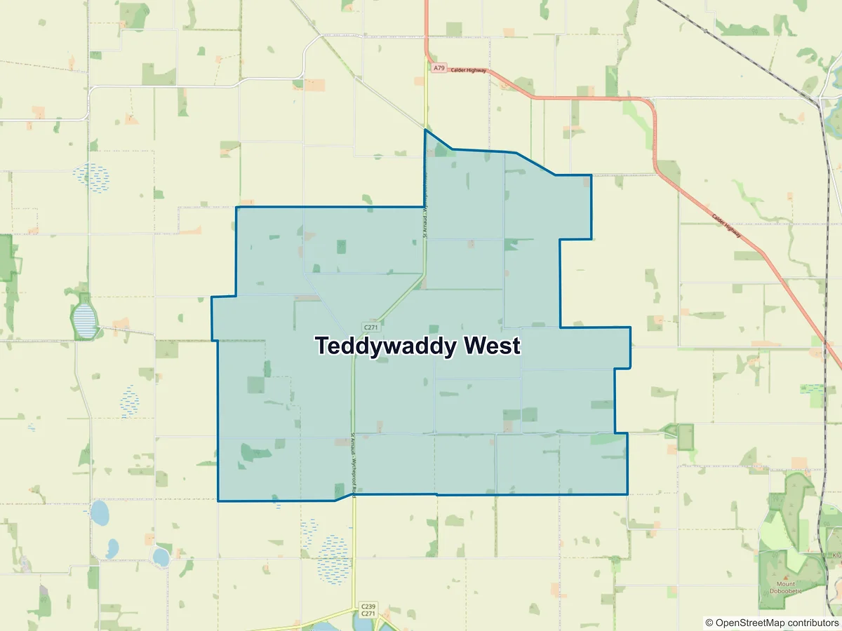 Map of Teddywaddy West, VIC, Australia