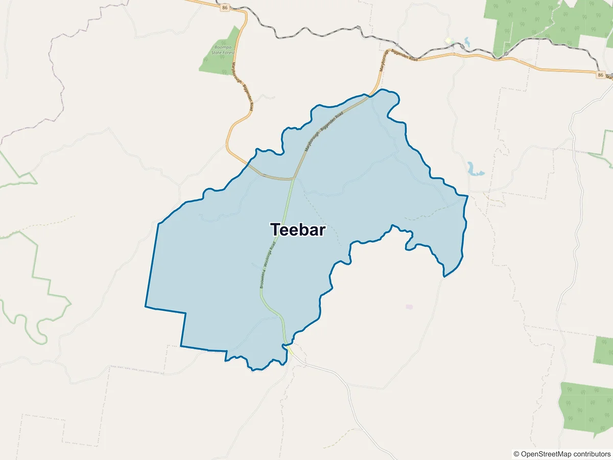 Map of Teebar, QLD, Australia