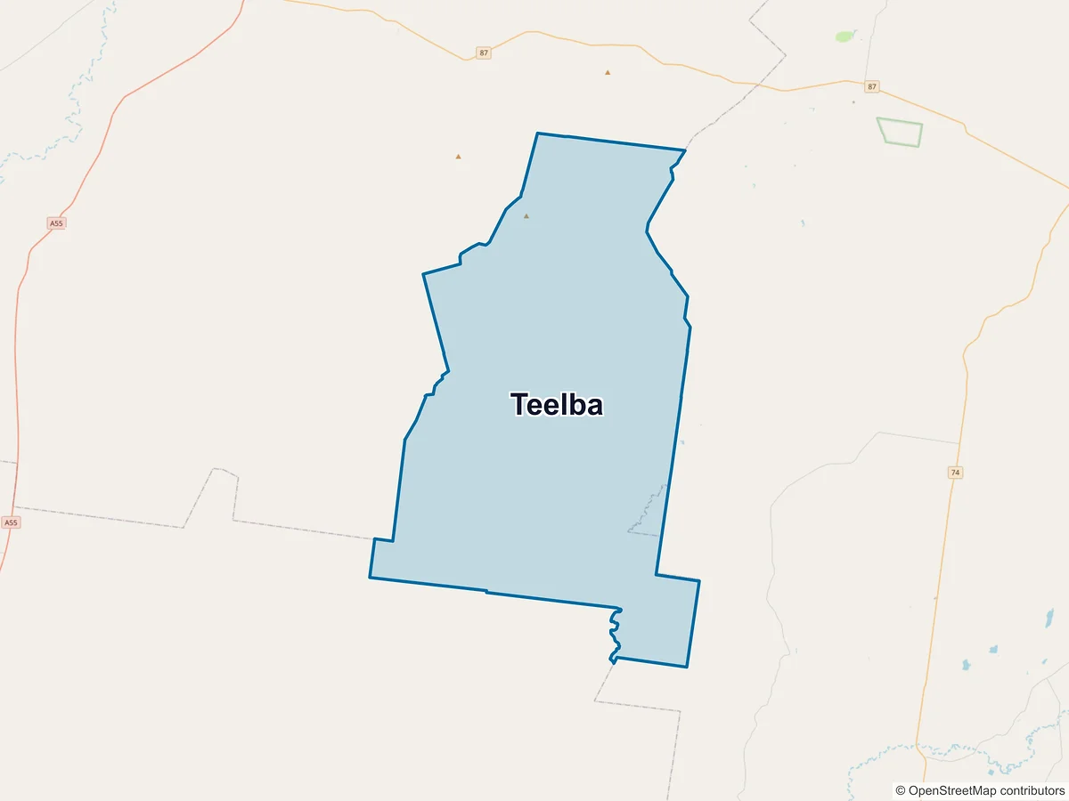 Map of Teelba, QLD, Australia
