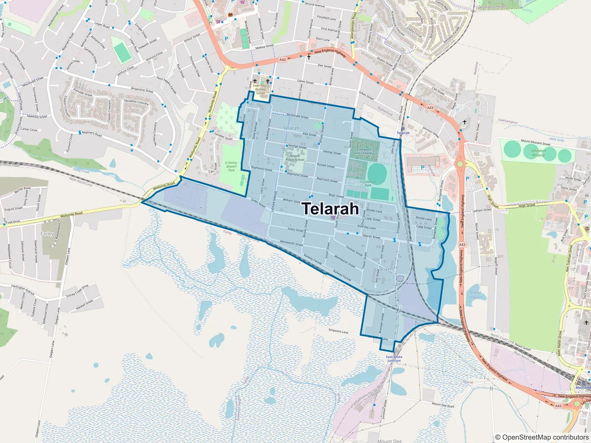 Map of Telarah, NSW, Australia