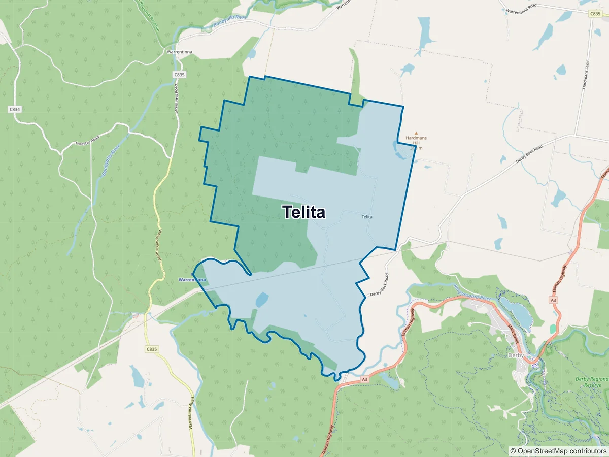 Map of Telita, TAS, Australia