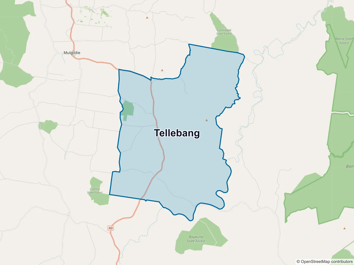 Map of Tellebang, QLD, Australia