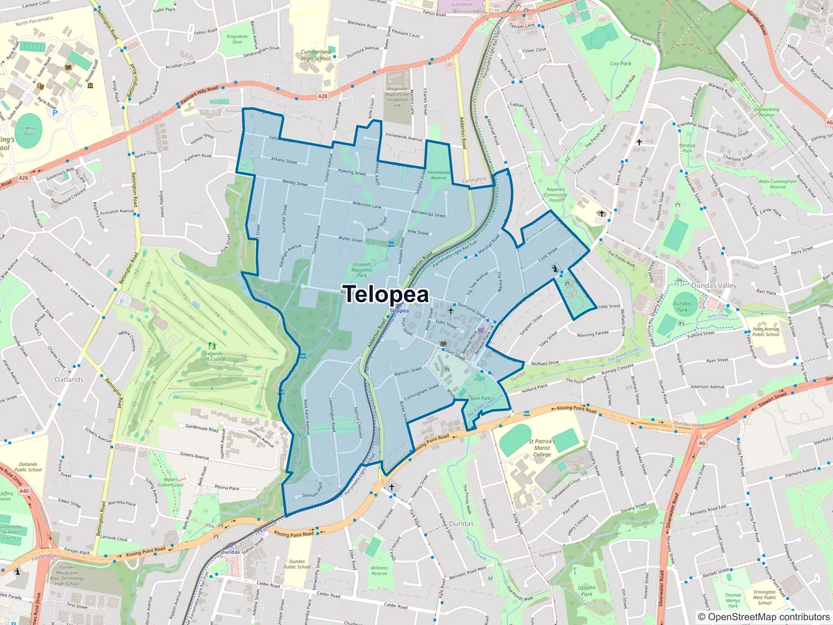 Map of Telopea, NSW, Australia