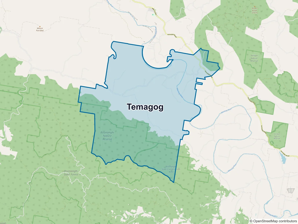 Map of Temagog, NSW, Australia