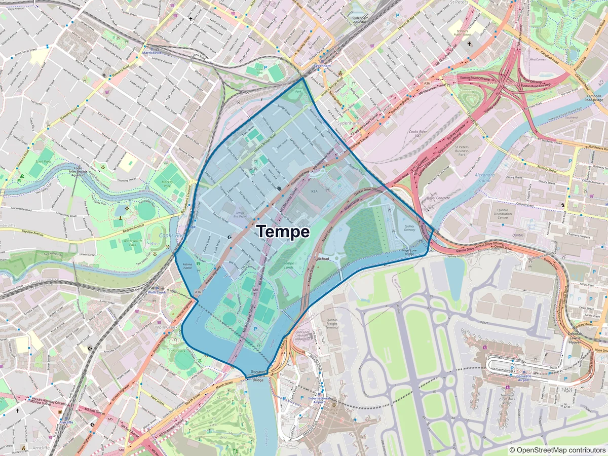 Map of Tempe, NSW, Australia