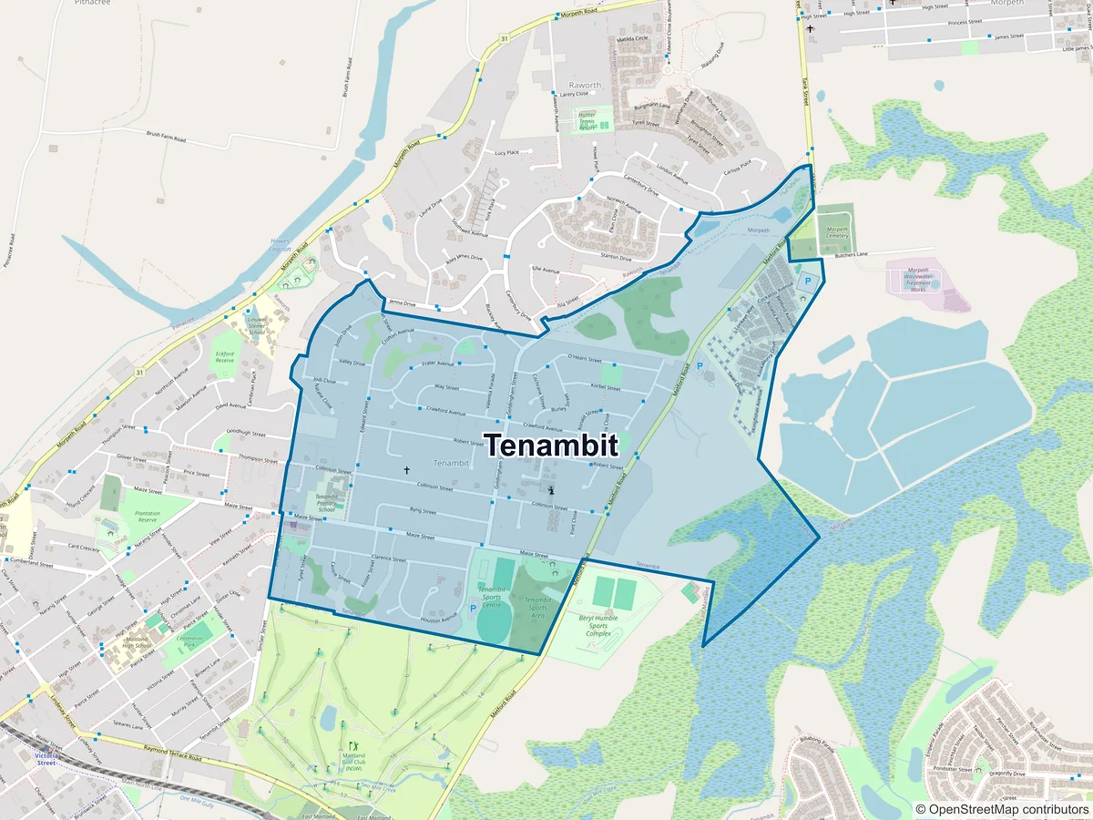 Map of Tenambit, NSW, Australia